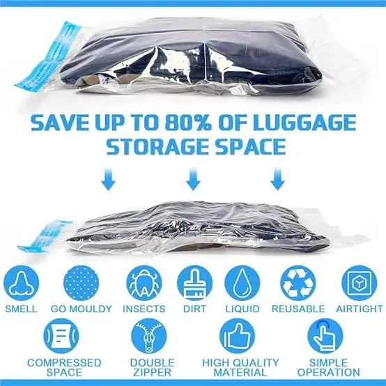 5Pcs Vacuum Seal Storage Bags With Pump | Travel Household Space Saver Storage Bag