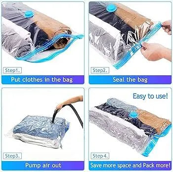 5Pcs Vacuum Seal Storage Bags With Pump | Travel Household Space Saver Storage Bag