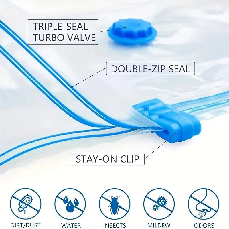 5Pcs Vacuum Seal Storage Bags With Pump | Travel Household Space Saver Storage Bag