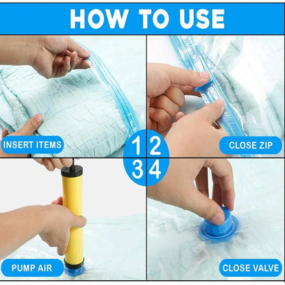 5Pcs Vacuum Seal Storage Bags With Pump | Travel Household Space Saver Storage Bag